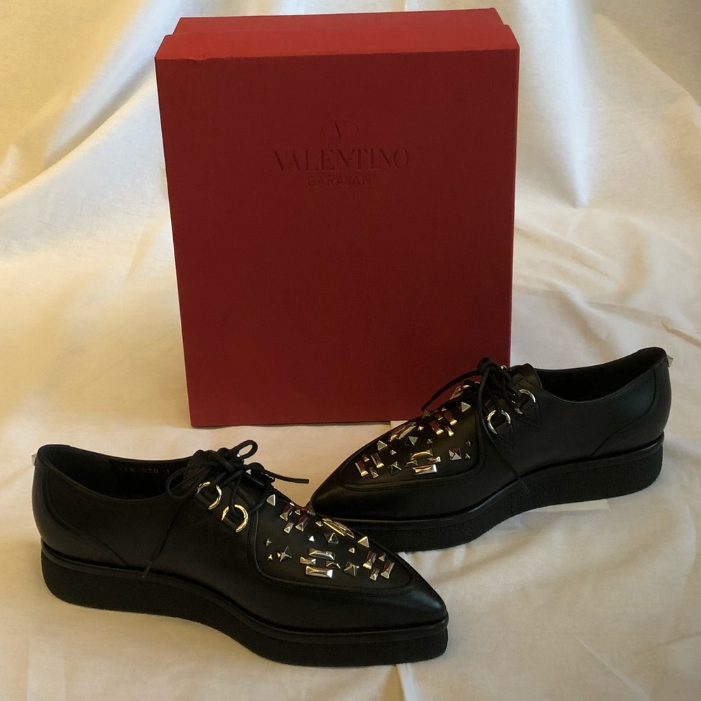 V Creep Leather Lace-Up Platform Shoe (EUR 38)